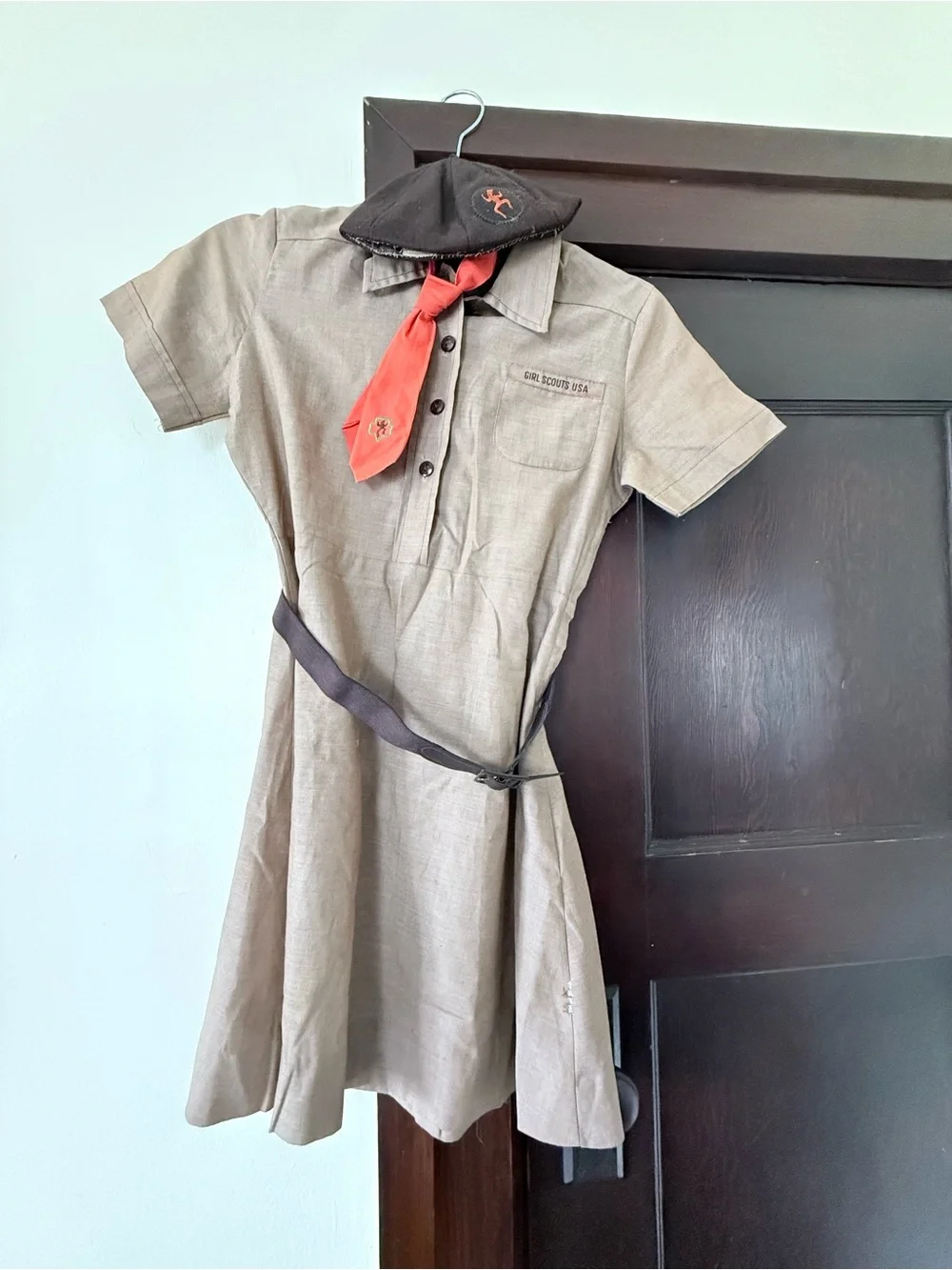 Vintage Girl Scouts Uniform Dress with full accessories